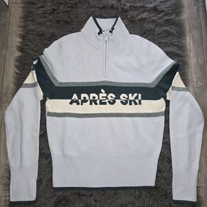 NWT PINK Victorias Secret 3/4 Zip Apres Ski Sweater -light Blue Sz L